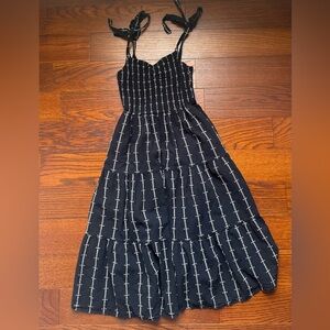 Madewell Black and White Striped Midi Dress